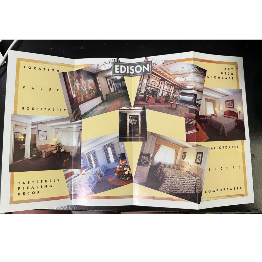 Vintage Hotel Edison NYC Travel Brochure Art Deco Times Square New York Map - Picture 4 of 5